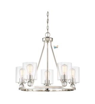 Minka Lavery Chandelier Pendant Lighting 3075-613 Studio 5 Dining Room Fixture, 5-Light 300 Watts, Polished Nickel