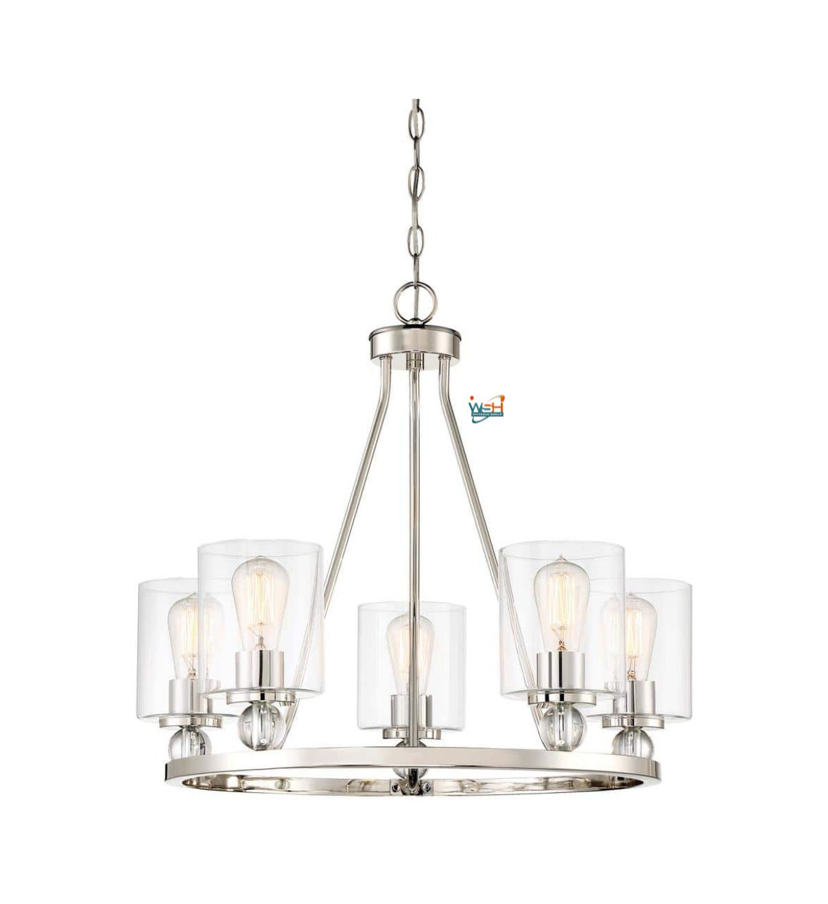 Minka Lavery Chandelier Pendant Lighting 3075-613 Studio 5 Dining Room Fixture, 5-Light 300 Watts, Polished Nickel