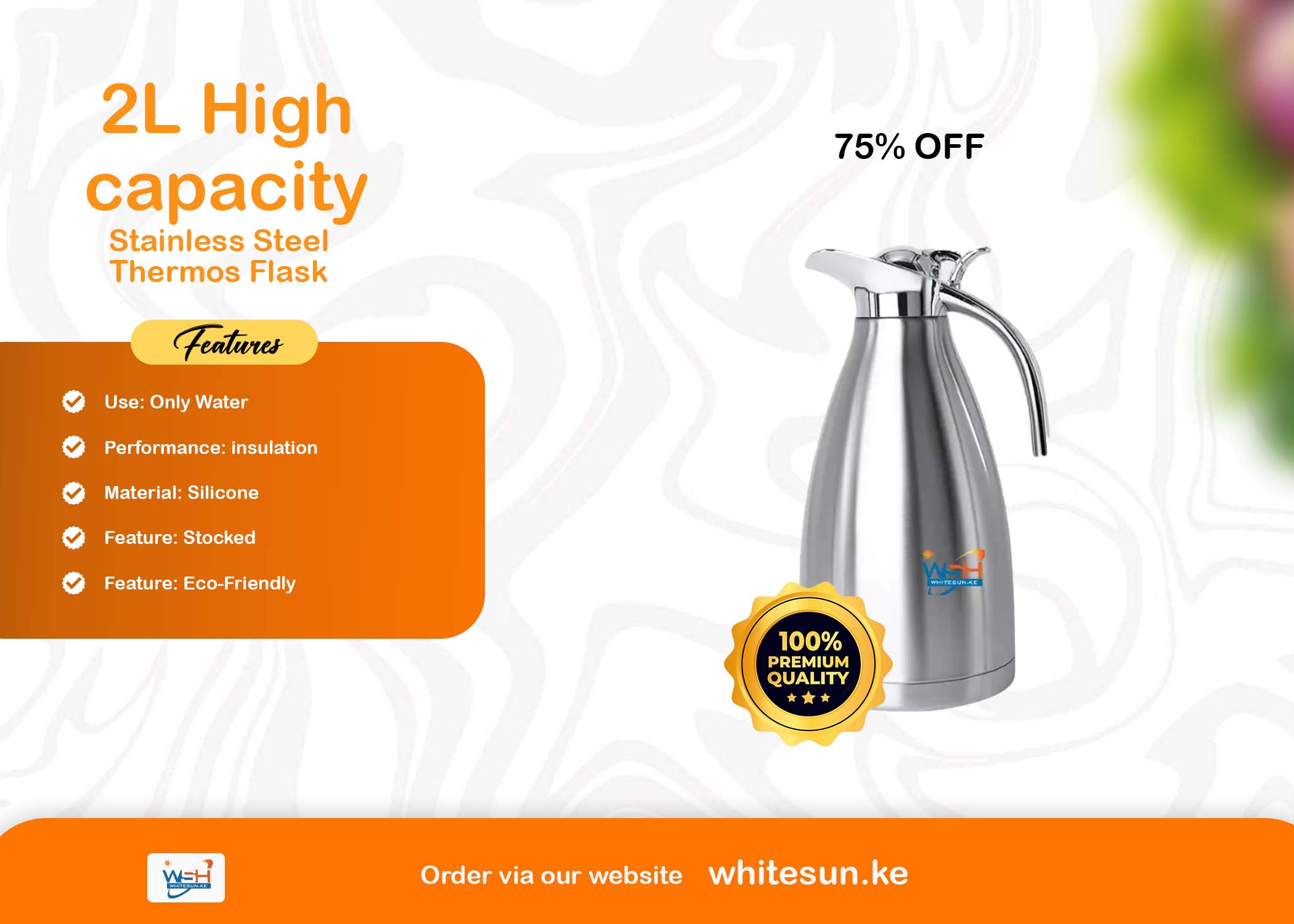 2L High capacity Home Stainless Steel Thermos Flask