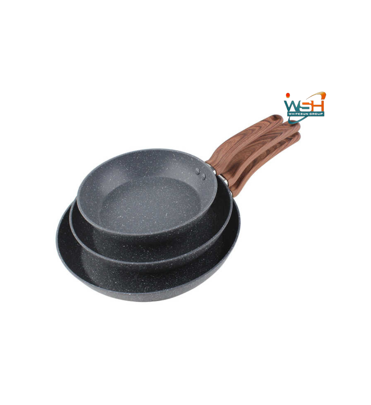 3pcs C&E Kitchenware Fry Pana Double Healthy Safety Induction Aluminum Granite Nonstick Frying Pan Kitchen Cooking Cookware - Image 2