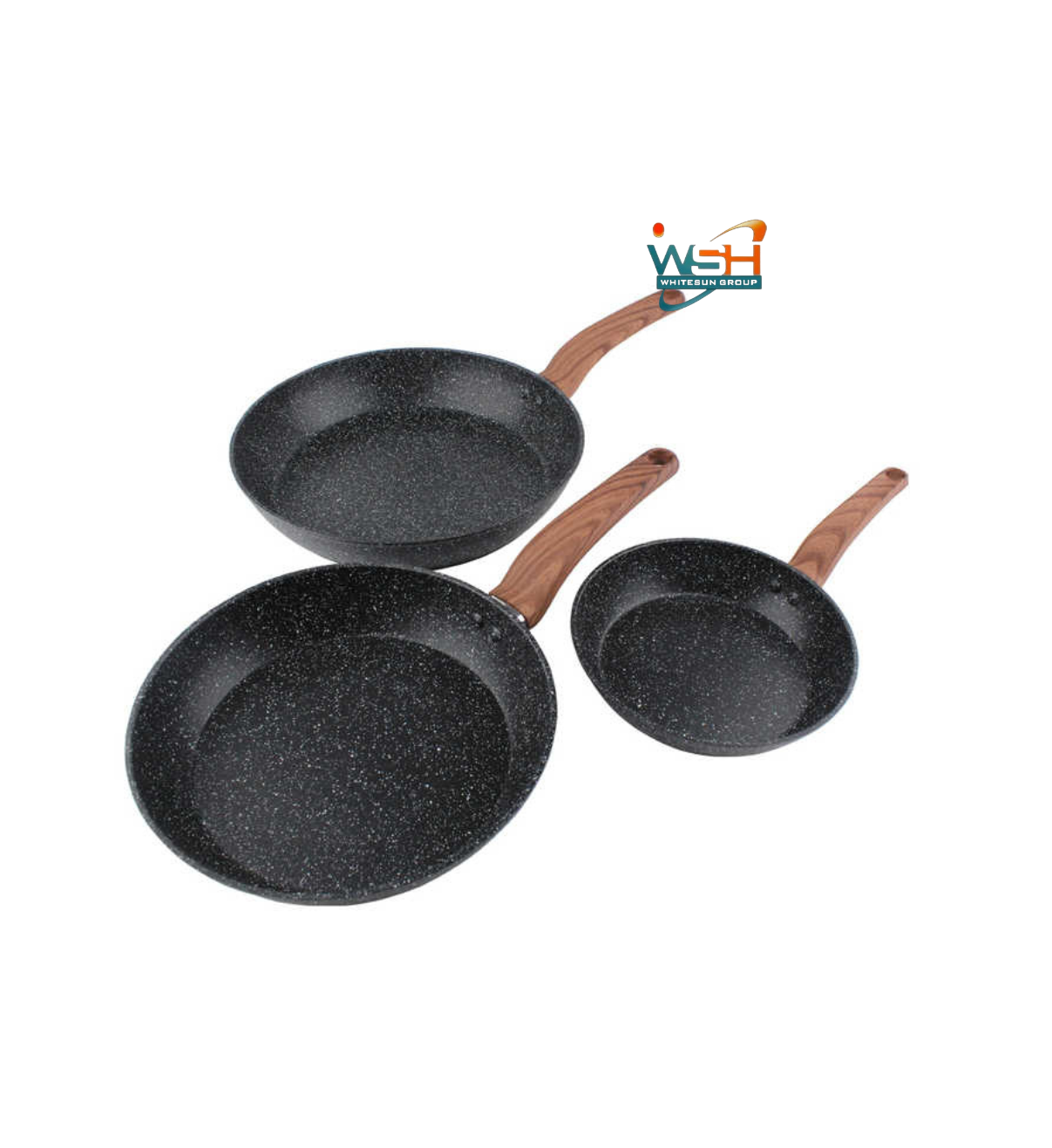 3pcs C&E Kitchenware Fry Pana Double Healthy Safety Induction Aluminum Granite Nonstick Frying Pan Kitchen Cooking Cookware - Image 3
