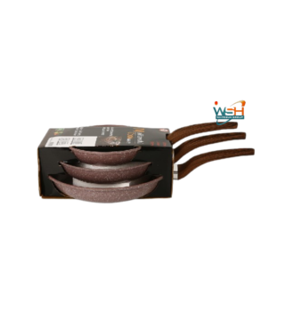 3pcs C&E Kitchenware Fry Pan Brown 22/26/30 Double Healthy Safety Induction Aluminum Granite Nonstick Frying Pan Kitchen Cooking Cookware