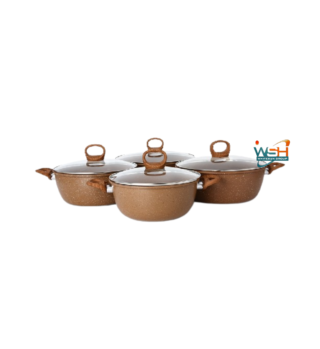 C&E Kitchenware Granite Set with wooden handles - Brown 8 pcs