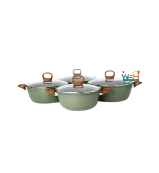 C&E Kitchenware Granite Set with wooden handles - Green 8 pcs