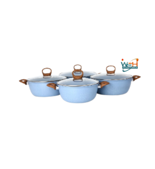 C&E Kitchenware Granite Set with wooden handles - Blue 8 pcs