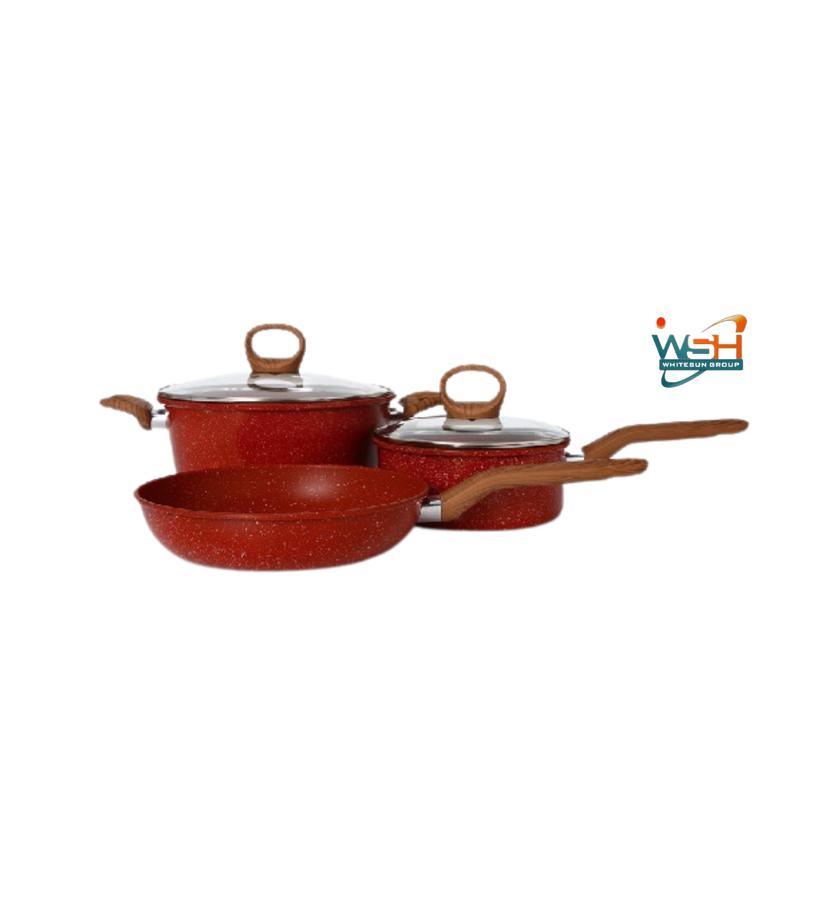 5-piece Nonstick C&E Kitchenware Cookware Set _ Red