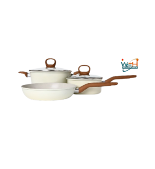 5-piece Nonstick C&E Kitchenware Cookware Set_ Cream-white