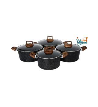 C&E Kitchenware 8 pcs Granite cookware set_Black