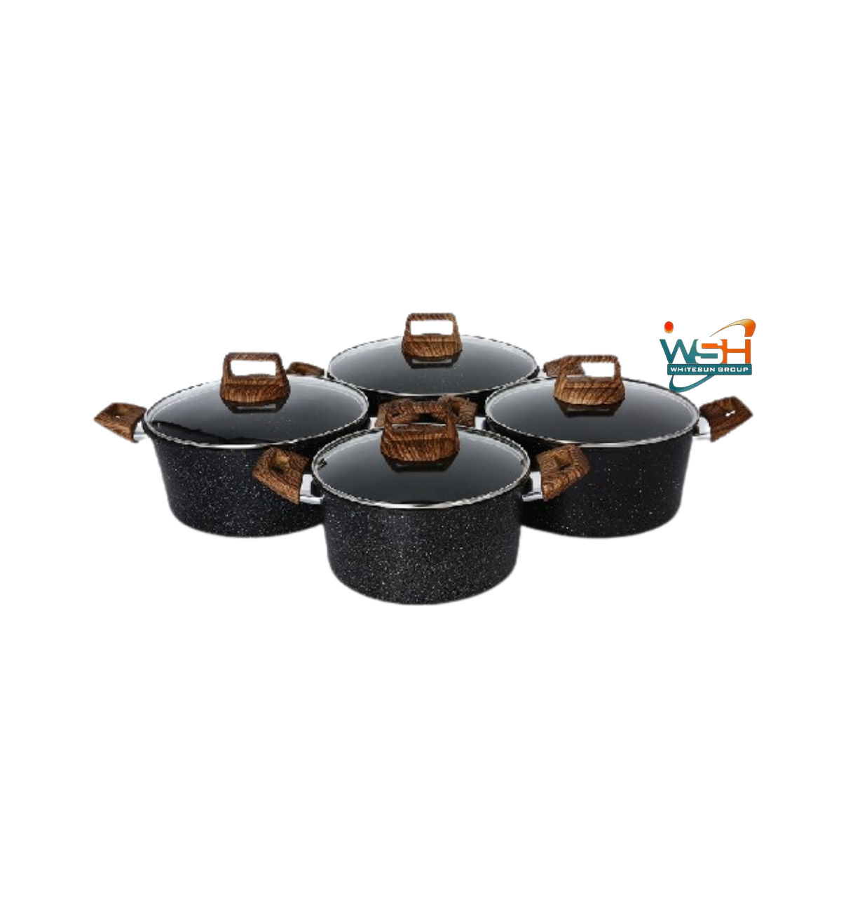 C&E Kitchenware 8 pcs Granite cookware set_Black