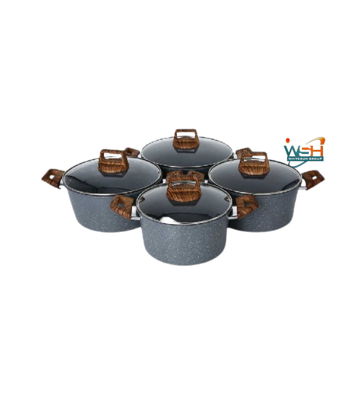 C&E Kitchenware 8 pcs Granite cookware set_Grey