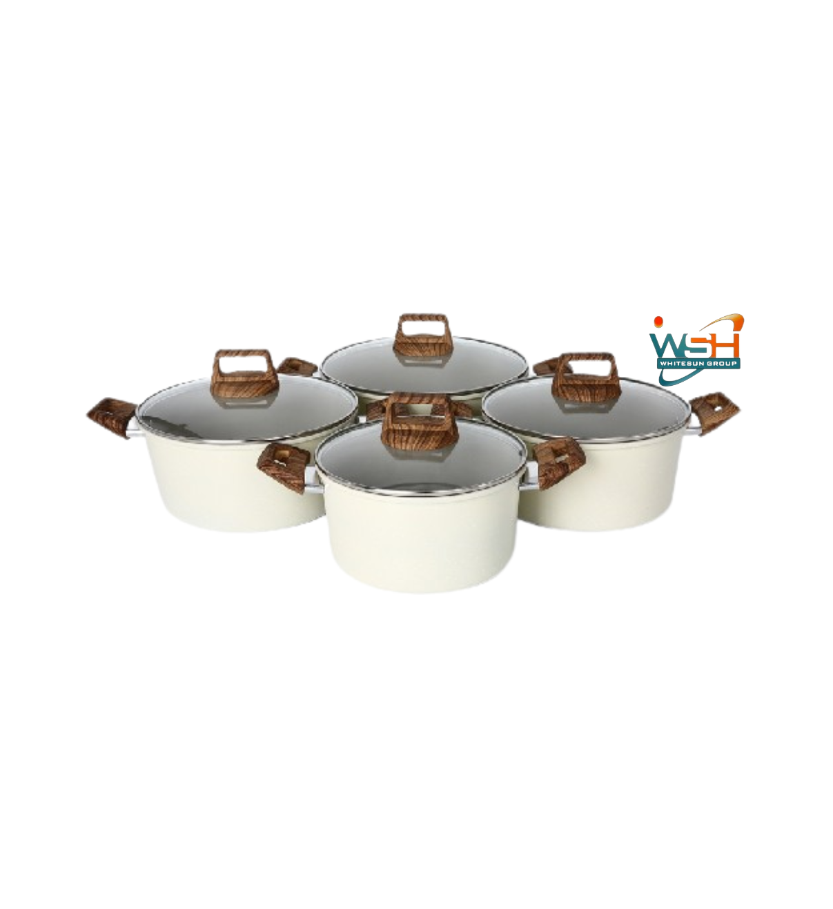 C&E Kitchenware 8 pcs Granite cookware set_White