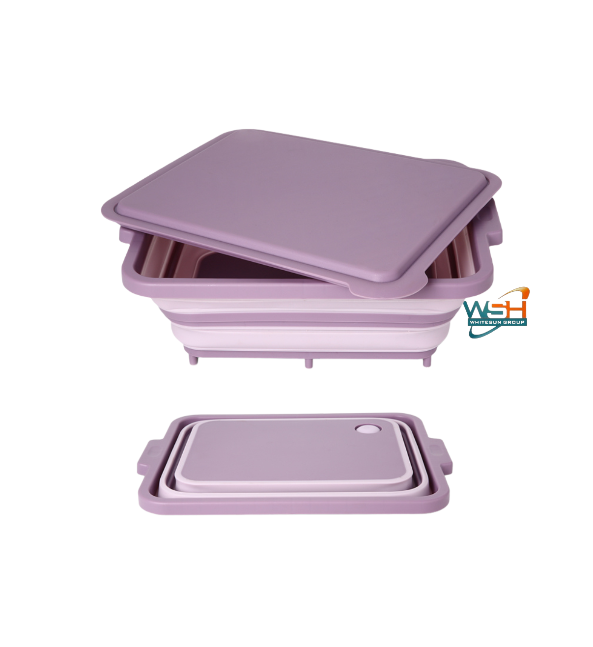 Muti-fuction C&E Kitchenware Collapsible Cutting Board and Washing Basket - Portable Washing Storage Basket Veggies Fruits Food Grade Camping Sink with Draining Plug - Camping Essentials (PINK)