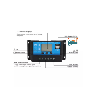 CP-A30 PWM Solar Panel Battery Regulator Charge Controller USB 12/24V