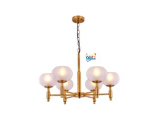 Factory Wholesale Modern Chandelier Milk White Glass Ball Chandelier Decorative Hanging 6 Head Chandelier