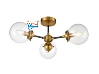 Franklite F2409-3 3 Light Ceiling Flush Black / Gold