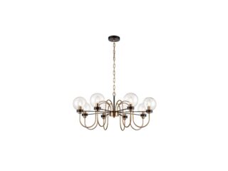 Equinox 8 Light Matt Black & Antique Gold Ceiling Pendant Fitting