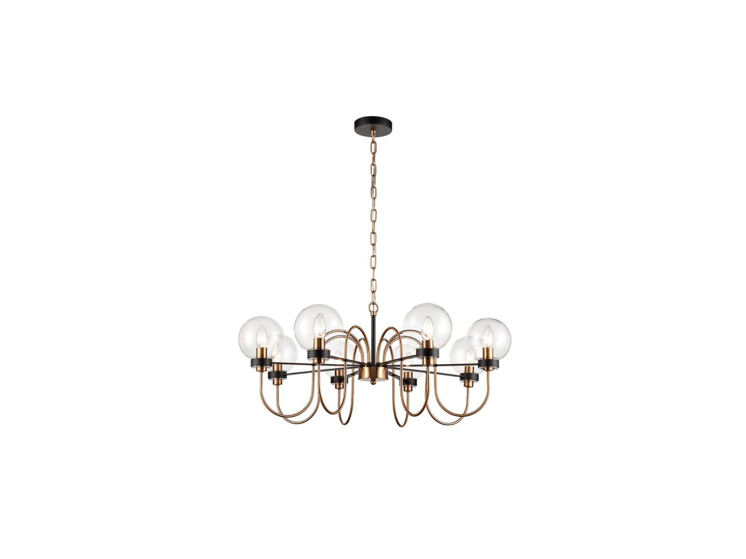 Equinox 8 Light Matt Black & Antique Gold Ceiling Pendant Fitting