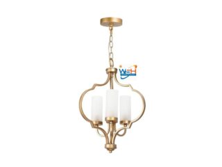 LNC Ellan 3-Light Gold and Frosted White Modern Cage LED Chandelier