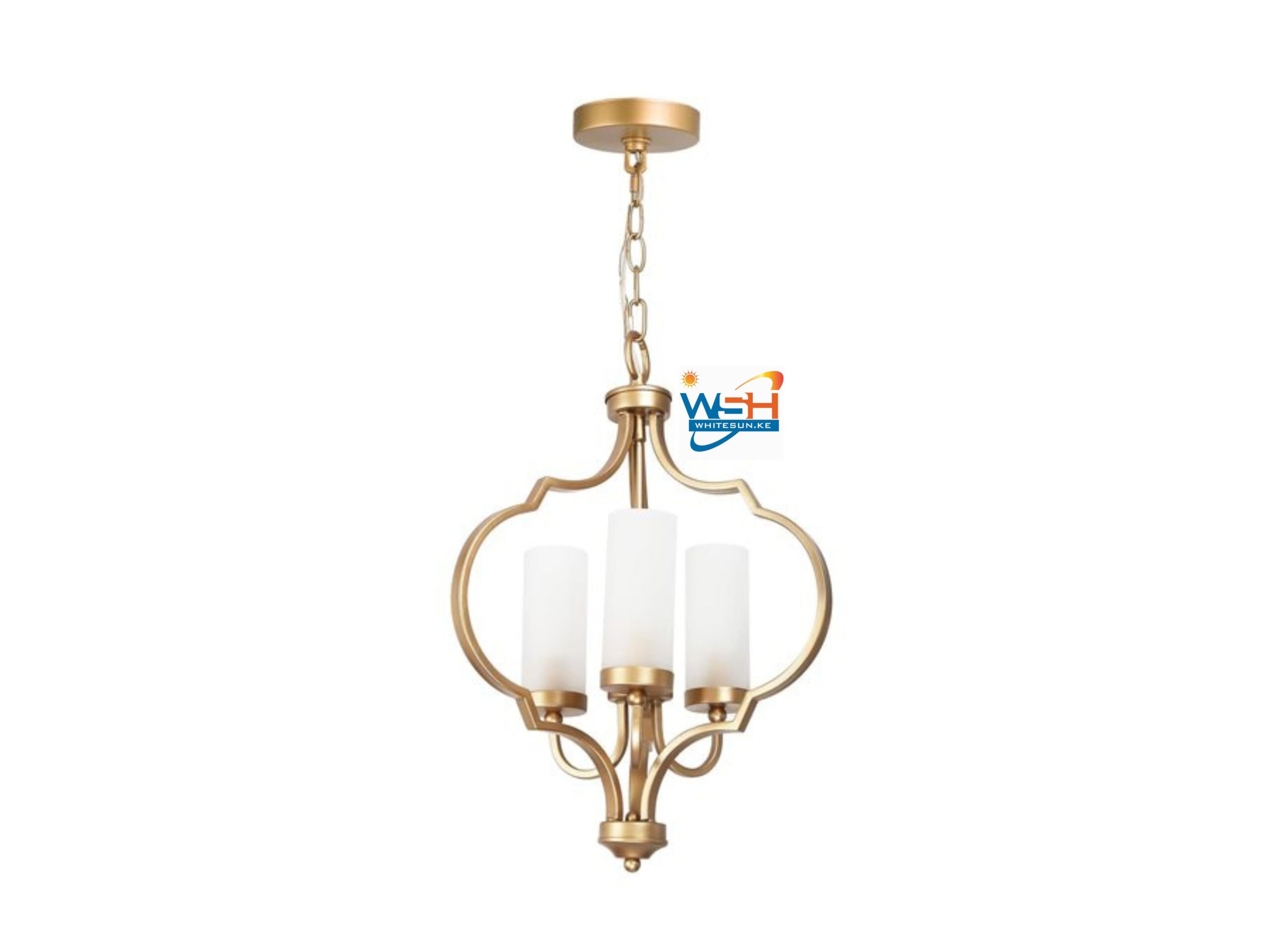 LNC Ellan 3-Light Gold and Frosted White Modern Cage LED Chandelier