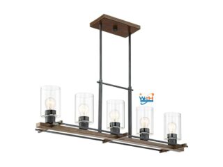 Ranger Dust Bronze Linear Pendant Chandelier Lighting 36 3/4" Wide Rustic Farmhouse Clear Glass Cylinders 5-Light Fixture for Kitchen Island Dining Room House High Ceilings - Franklin Iron Works