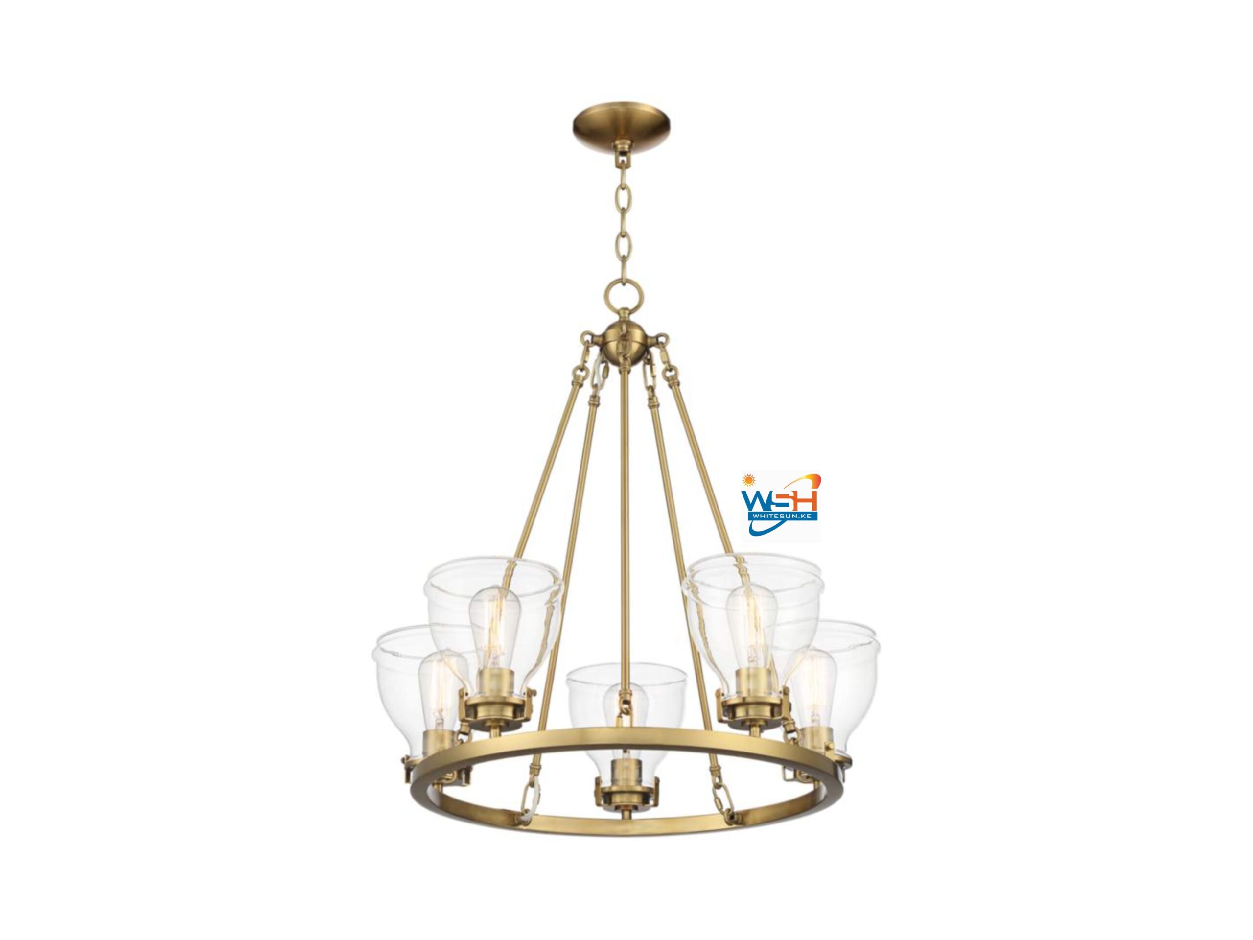 Possini Euro Design Bellis Soft Gold Ring Pendant Chandelier 24 1/2" Wide Mid Century Modern Clear Glass Shade 5-Light Fixture for Dining Room House Foyer Entryway Kitchen Bedroom Living Room