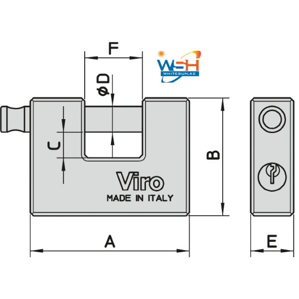 VIRO 107 SINGLE CYLINDER ROLLING SHUTTER PADLOCK - Image 3