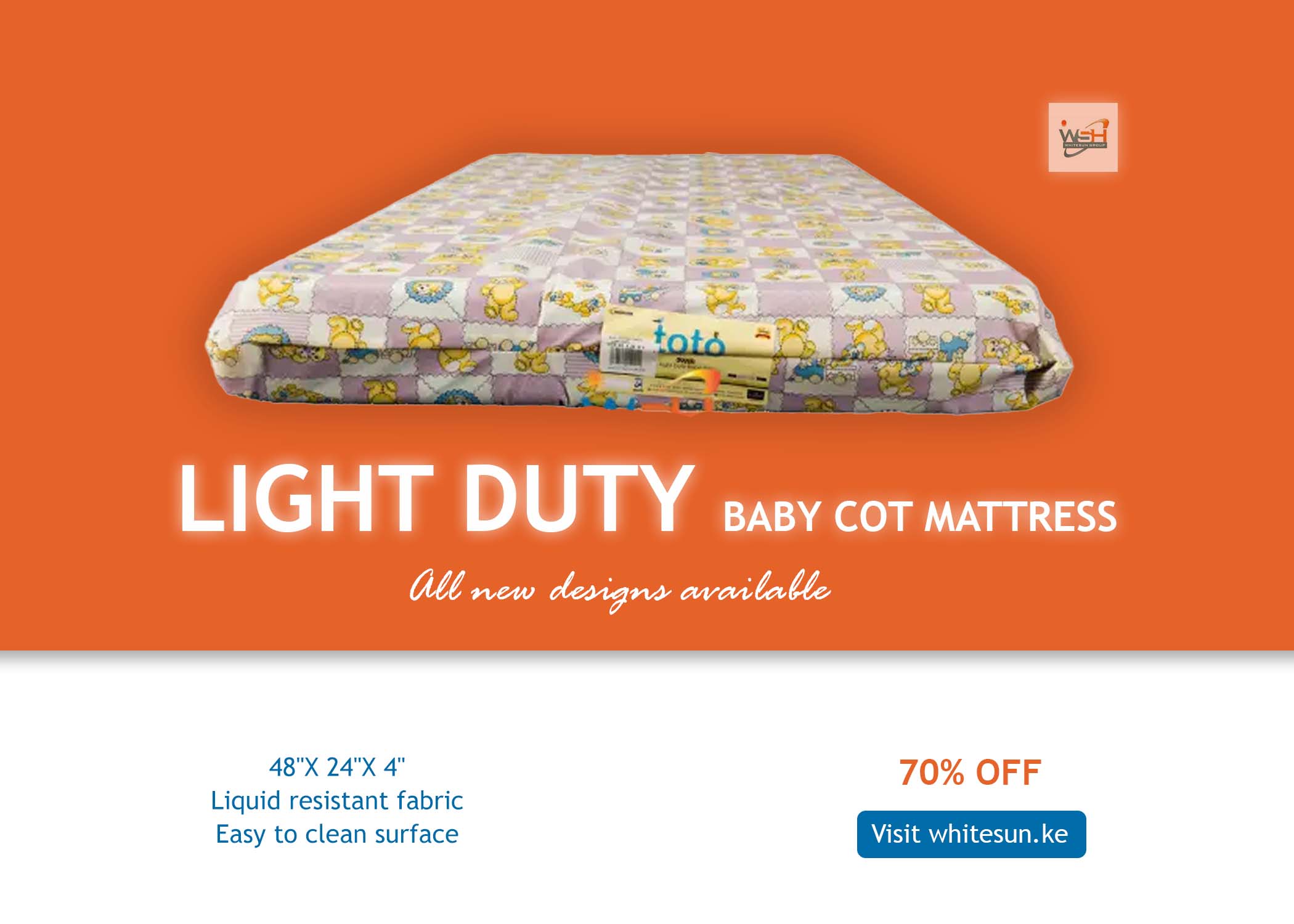 LIGHT DUTY BABY COT MATT- 48"X 24"X 4"