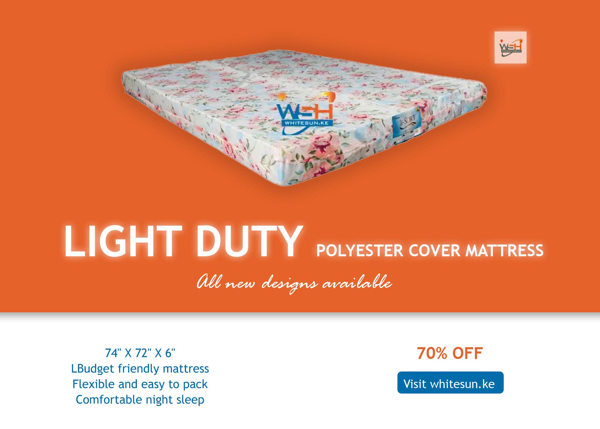 JI-SORT! LIGHT DUTY POLYESTER COVER MATT 74" X 72" X 6"