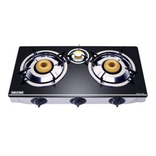 SOLSTAR GBG-3CSS 3 Gas Burners Table Glass Top Cooker
