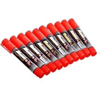 Haijiav HJ-205 High Quality Permanent Marker Large Capacity Red Ink Pack of 10 Pieces - Multi Color