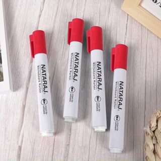 Nataraj 12 x Red Whiteboard Marker Pens 2.5mm Chisel Tip Erasable Dry Wipe Marker For Office and Home