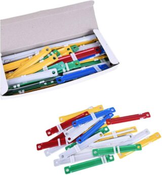 Plastic Paper Fastener File Fasteners for Office School, 3.15"(80mm) Between 2 Holes, Box of 50 Complete Sets