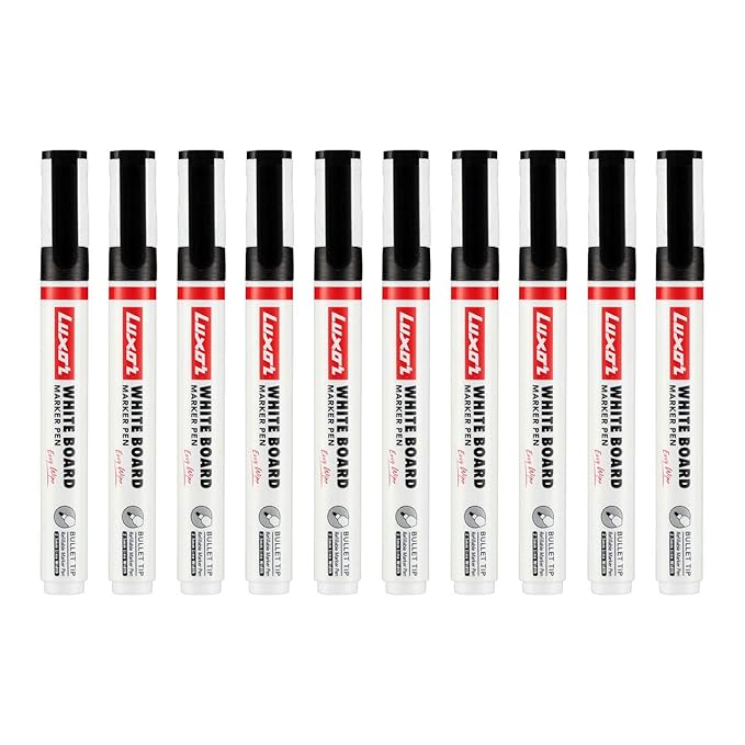 Luxor 1223 Refillable White Board Marker - Black - Box of 10 - Image 4