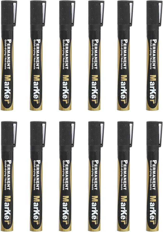 Touch Love TL-903 High Quality Permanent Marker -Quick drying nip 2-3mm Pack of 12pcs Black ink For Office,School - Black