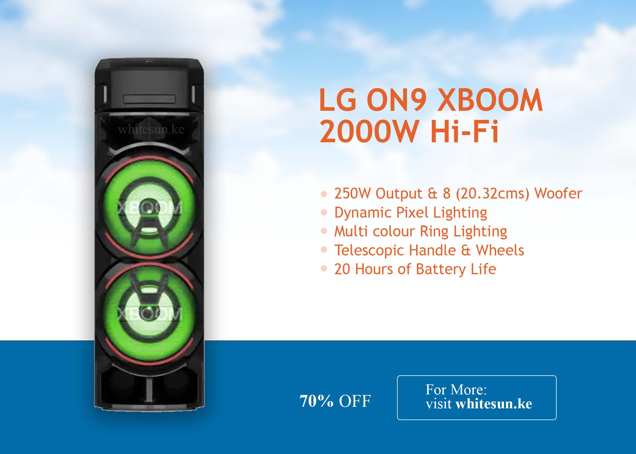 LG ON9 XBOOM 2000W Hi-Fi, Super Bass Boost