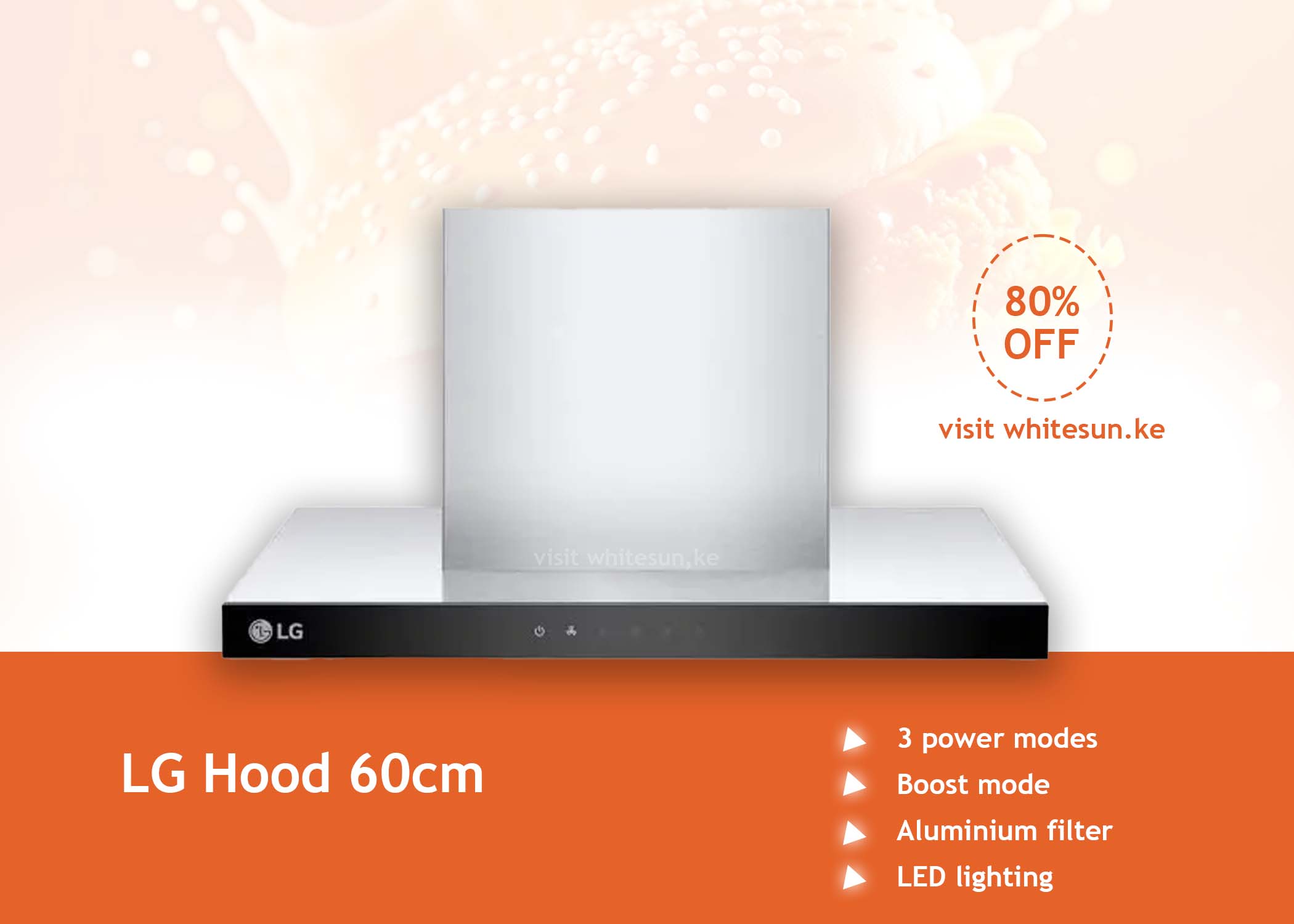 LG Hood 60cm, With Touch Control, Powerful suction, and 3 modes with Power Boost mode