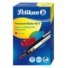 Pelikan 407 F Round Permanent Marker Red 10 pcs - Image 2