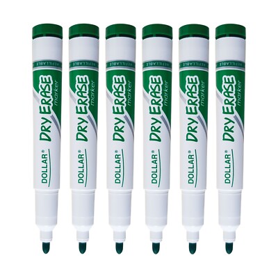 Pack 1-12, Green Dry Erase Dollar Bullet Tip Whiteboard Marker Pen School Office - Image 5
