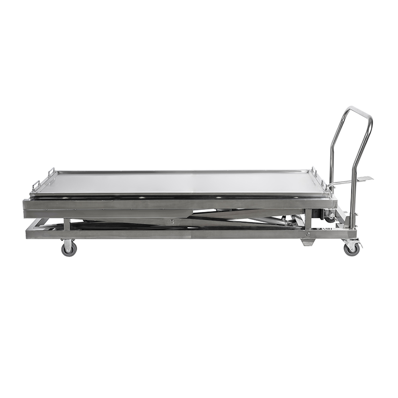 Stainless steel hydraulic mortuary corpse lift trolley YSSJT-52A - Image 2