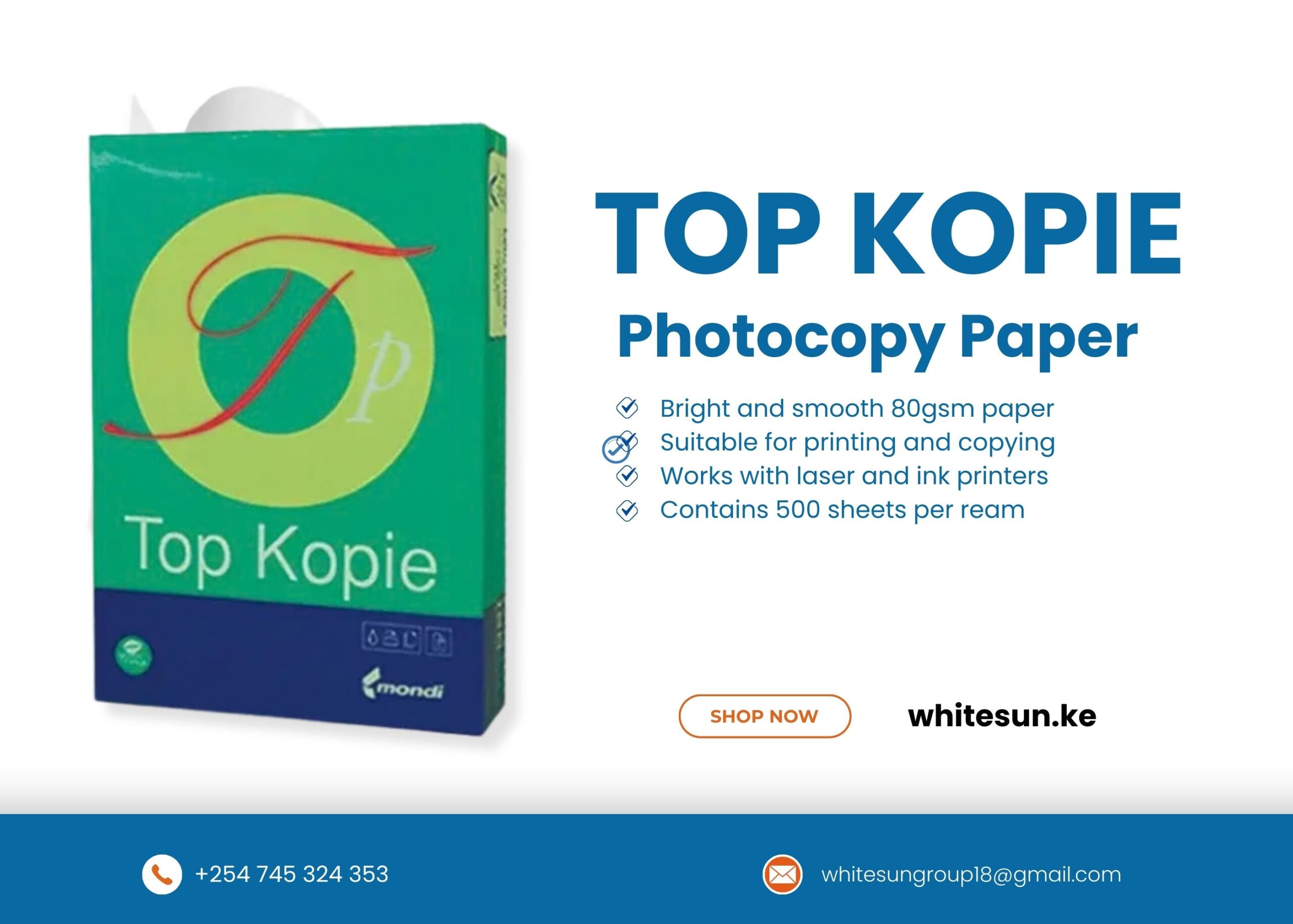 Top Kopie Photocopying Paper – 1 Ream – 500 Sheets
