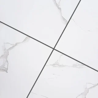 Stratus White Marble Look Polished Porcelain Floor Tile - 600 x 600mm