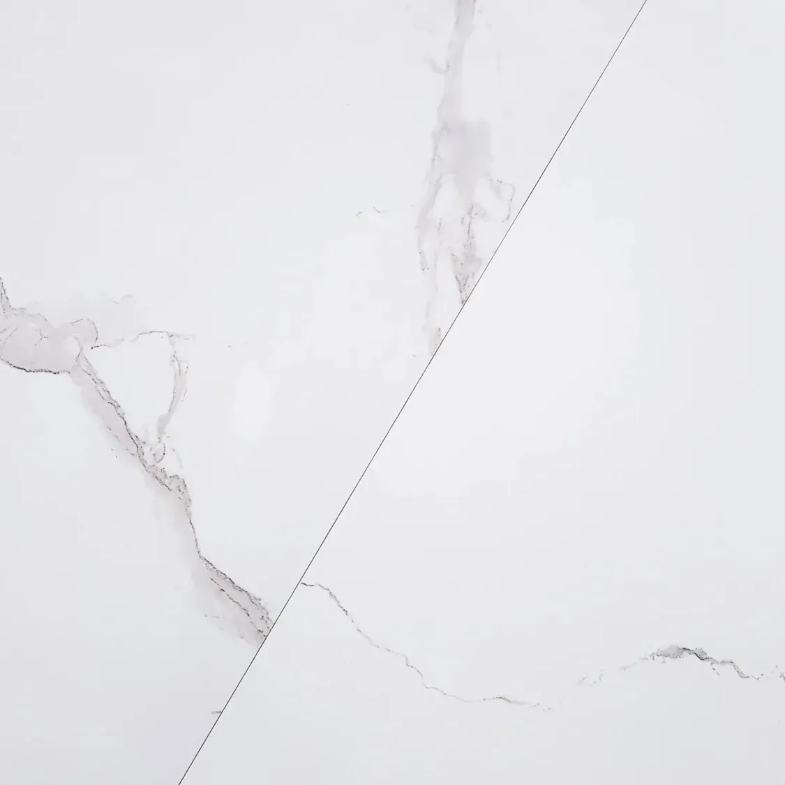 Stratus White Marble Look Polished Porcelain Floor Tile - 600 x 600mm - Image 3