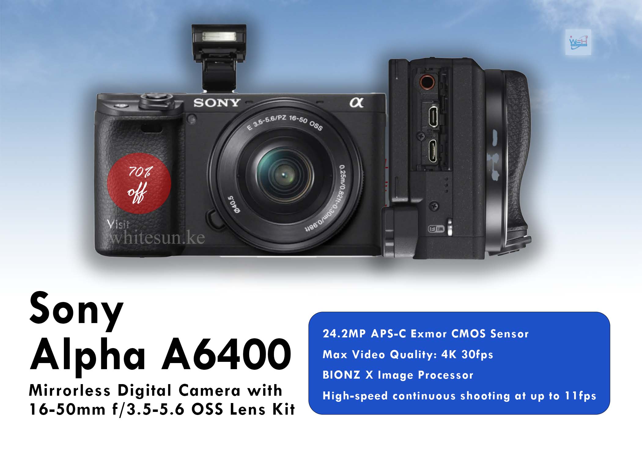 Sony Alpha A6400 Mirrorless Digital Camera with 16-50mm f/3.5-5.6 OSS Lens Kit