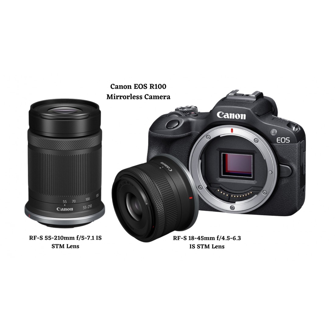 Canon EOS R100 Mirrorless Camera with 18-45mm and 55-210mm Lens Kit