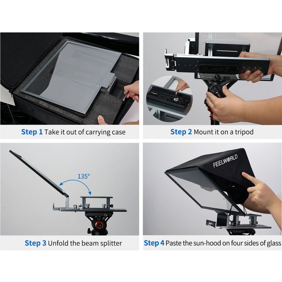 FEELWORLD TP16 16" Portable Teleprompter for Tablets & DSLR Cameras - Image 3