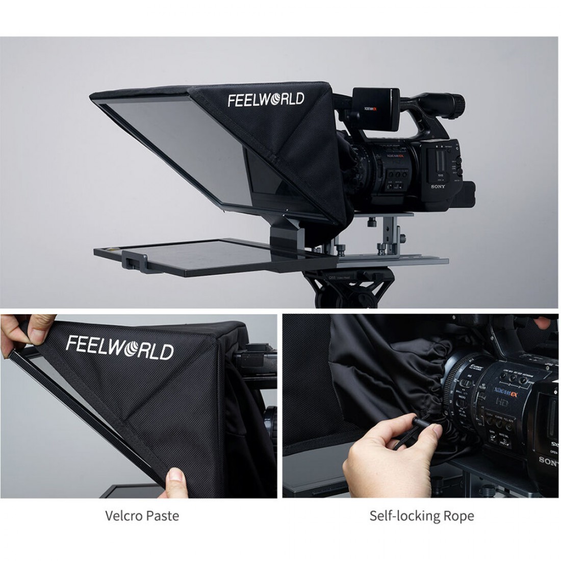 FEELWORLD TP16 16" Portable Teleprompter for Tablets & DSLR Cameras - Image 4