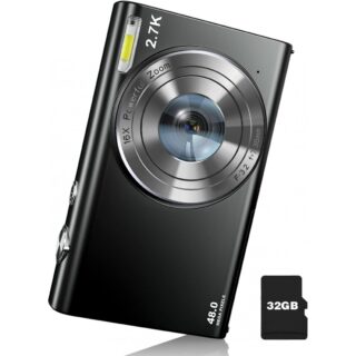 Point and Shoot 2.7K 48MP Digital Camera with 32GB Memory Card (Black)