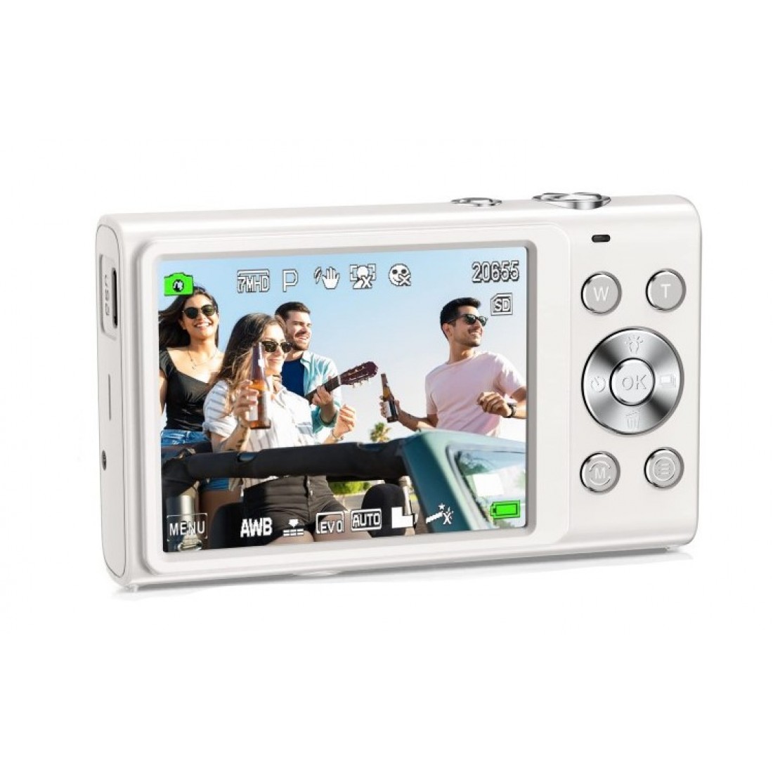 Point and Shoot 2.7K 48MP Digital Camera with 32GB Memory Card (White) - Image 3