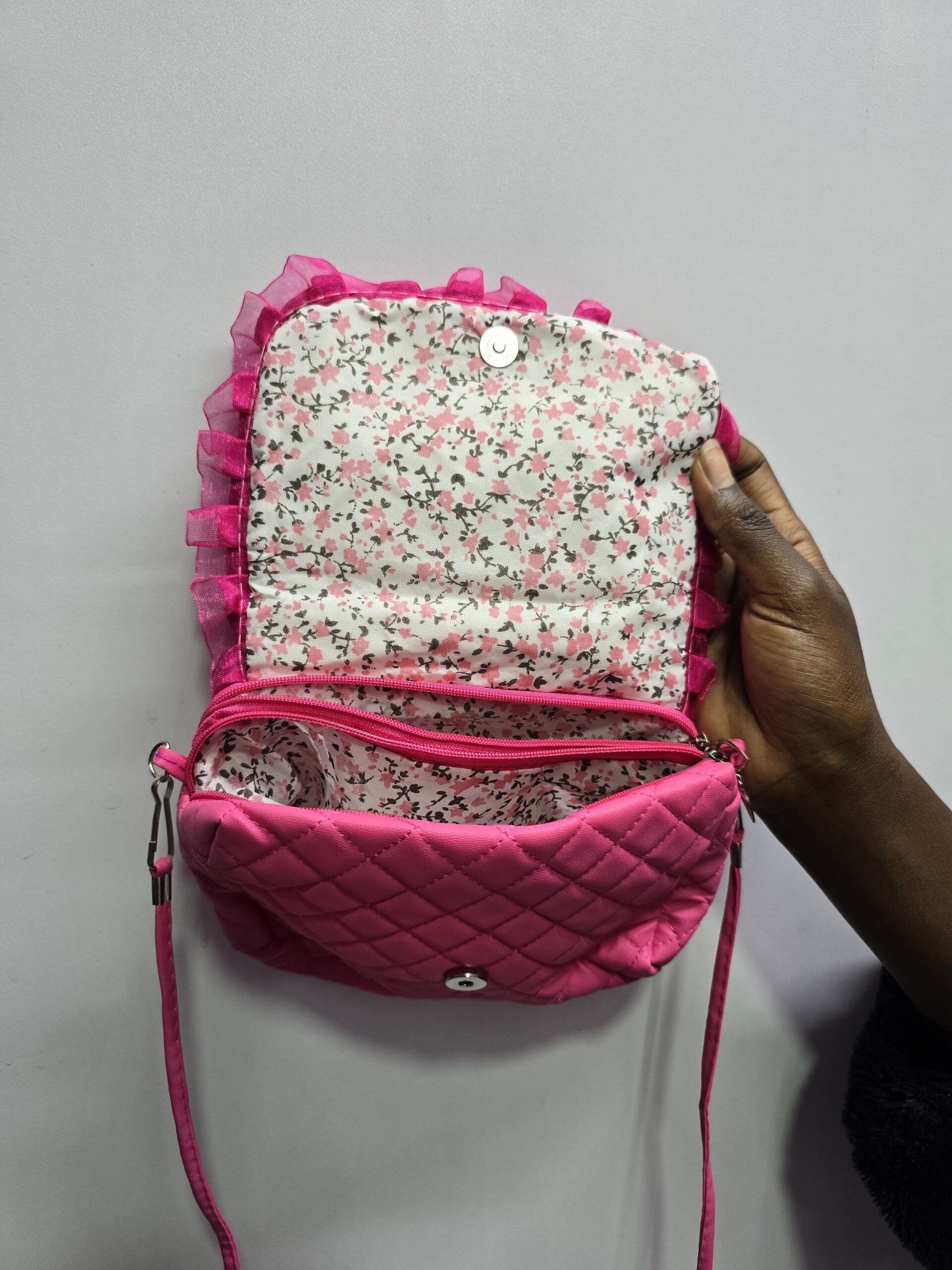 080# whitesun Kids Handbag with Long Shoulder Strap – Waterproof Cartoon Birthday Gift for Girls 1–12 Years – Anna and Elsa Frozen Pink handbag - Image 4