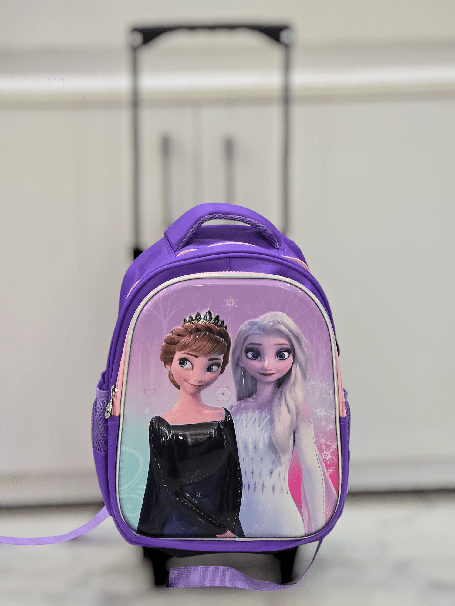 233# Whitesun;Medium size frozen Anna and Elsa purple trolley school bag with wheels birthday gift for girls daughter niece cousin friend sister